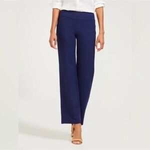 J. McLaughlin Womens Carmel Stretch Catalina Cloth Wide Leg Pants Size XL Blue